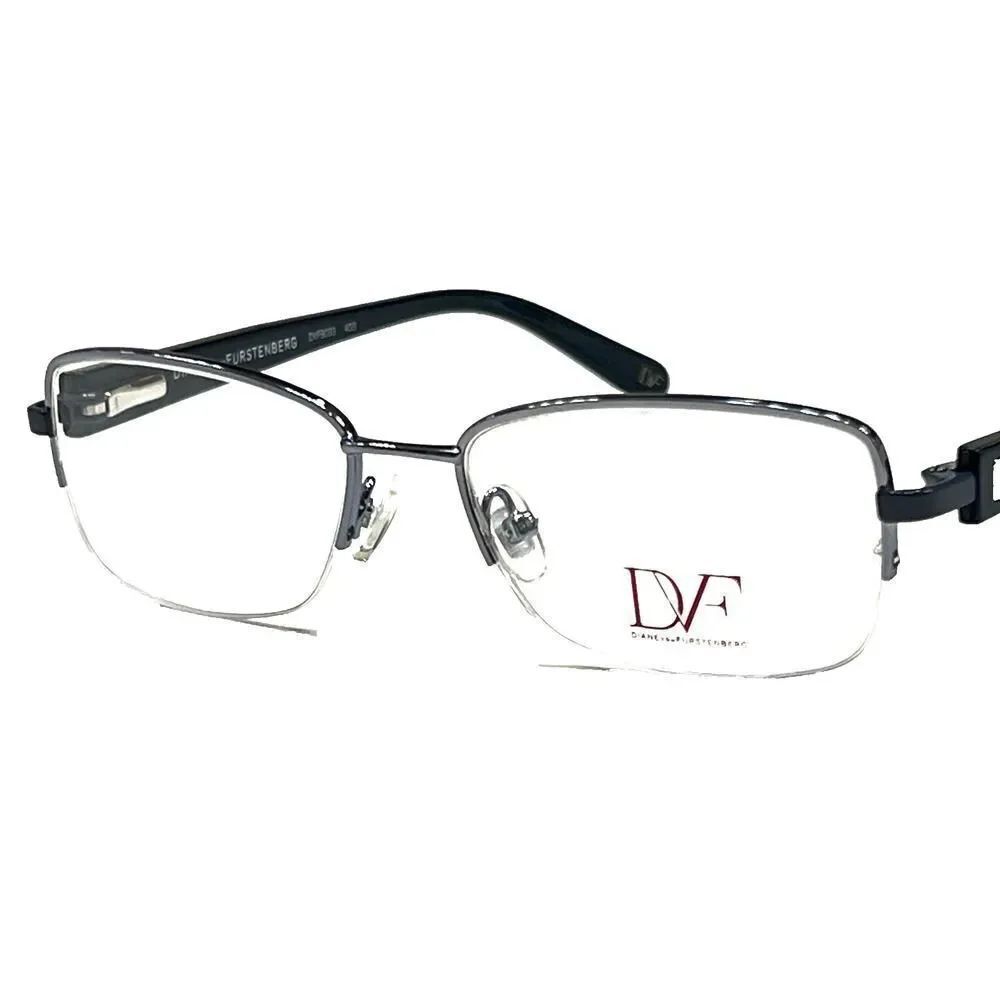 NEW Diane von Furstenberg DVF 8033 403 Black Half Rim Eyeglass Frames 50-16-135